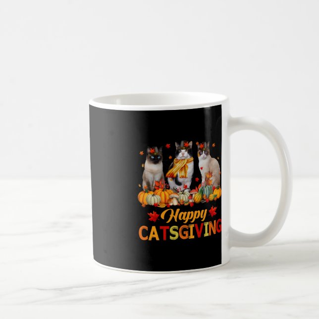 Lycklig Catsgiving Siamese Cat Autumn Vibes Tha Kaffemugg (Höger)