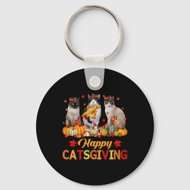 Lycklig Catsgiving Siamese Cat Autumn Vibes Tha Nyckelring (Framsida)