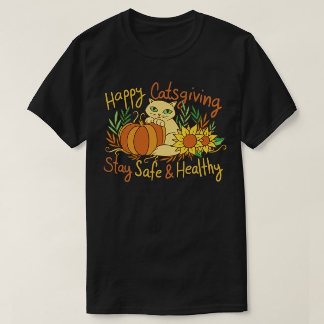 Lycklig Catsgiving T Shirt (Design framsida)