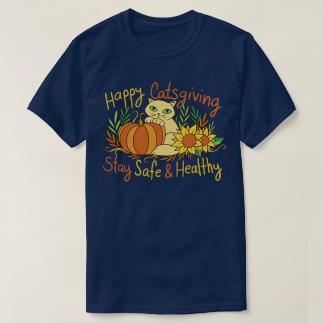 Lycklig Catsgiving T Shirt (Design framsida)