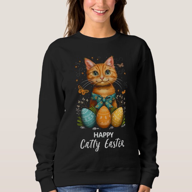 Lycklig Catty Påsk T Shirt (Framsida)