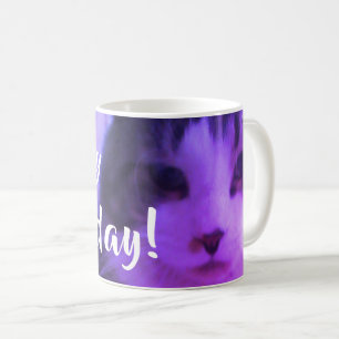 Lycklig Caturday gullig purpurfärgad katt Kaffemugg