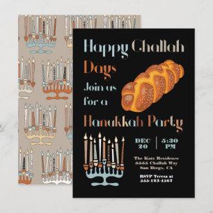 Lycklig Challah Day Hanukkah Party Inbjudningar