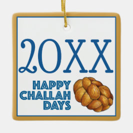 Lycklig Challah Days Hanukkah Jewish Helgdag Bread Julgransprydnad Keramik