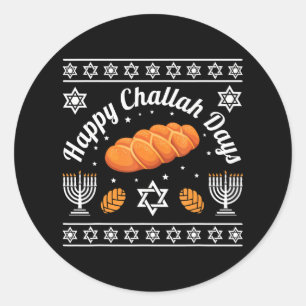 Lycklig Challah Days Hanukkah Runt Klistermärke