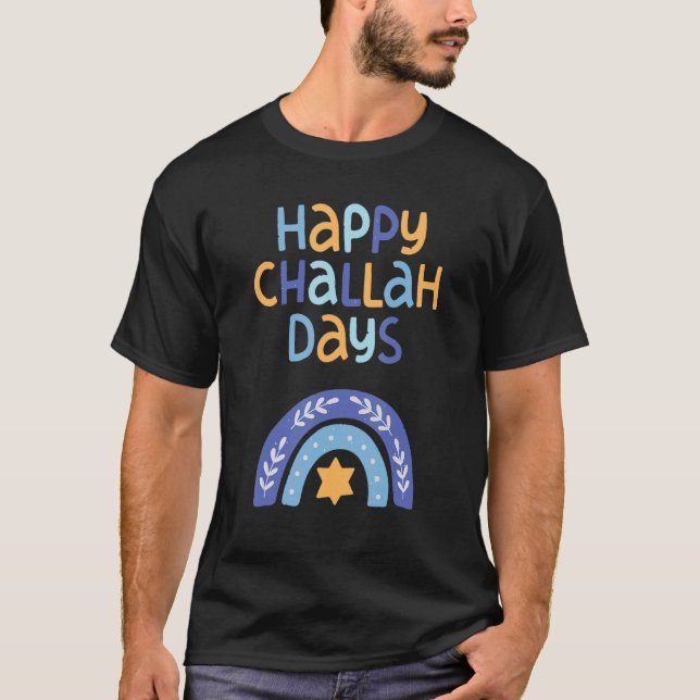 Lycklig Challah Days Lycklig Hanukkah Retro Boho R T Shirt (Framsida)