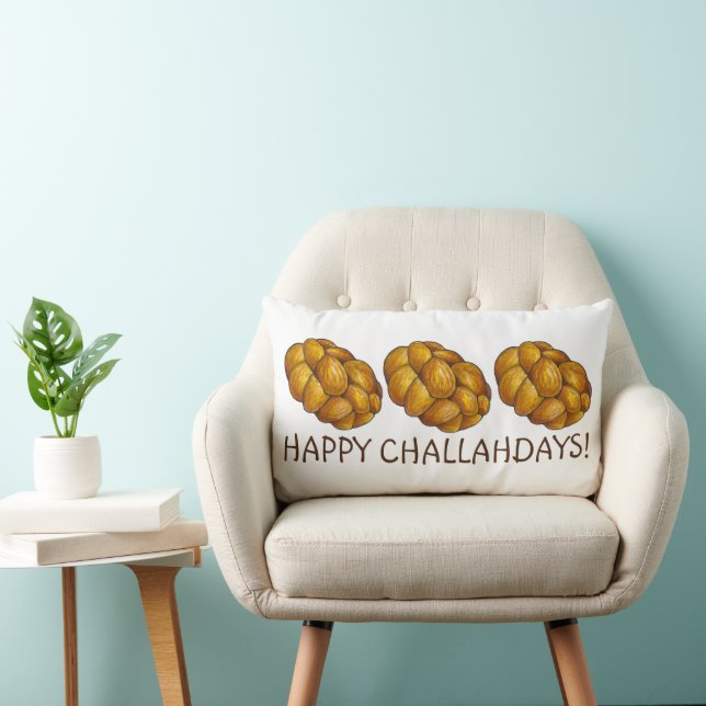Lycklig Challahdays Challah Bread Hanukah Helgdag Lumbarkudde (Stol)