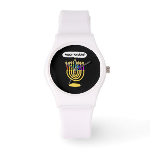 Lycklig Channukah Menora / Chanukia Armbandsur