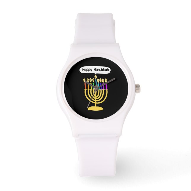 Lycklig Channukah Menora / Chanukia Armbandsur (Framsida)
