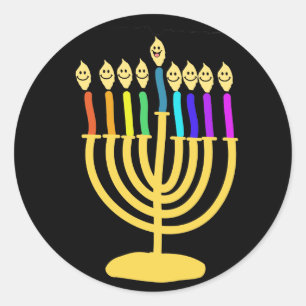 Lycklig Channukah Menora / Chanukia Runt Klistermärke