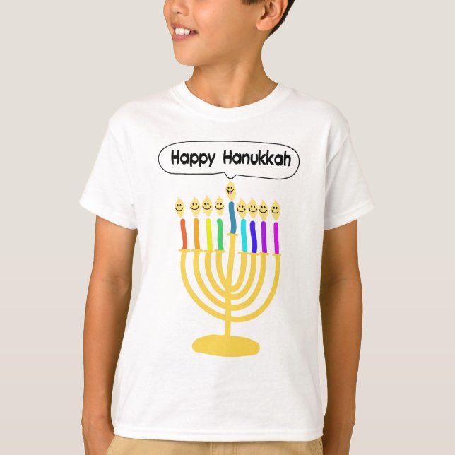 Lycklig Channukah Menora / Chanukia Tee Shirt (Framsida)