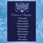 Lycklig Chanuka Helgkort<br><div class="desc">De många stavningarna: Chanuka Chanukah Chanukkah Channukah Hanukah Hannukah Hanukkkah Hanukkka Hanukka</div>