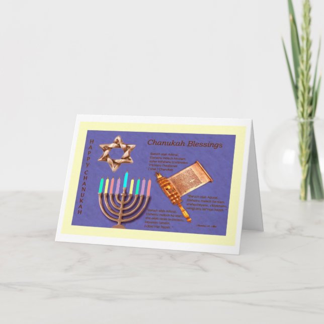 Lycklig Chanukah - Chanukah Blessings Helgkort (Framsida)