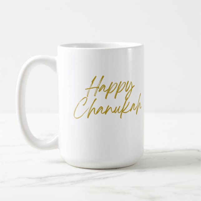 Lycklig Chanukah Classic Mugg, 15 oz Kaffemugg (Vänster)