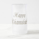 Lycklig Chanukah Hanukkah Guld Typography Elegant Frostat Ölglas<br><div class="desc">Lycklig Chanukah Hanukkah Golden Text Typography Elegant Chanukah Festival Ljus Firande Frosted Glass Mugg</div>