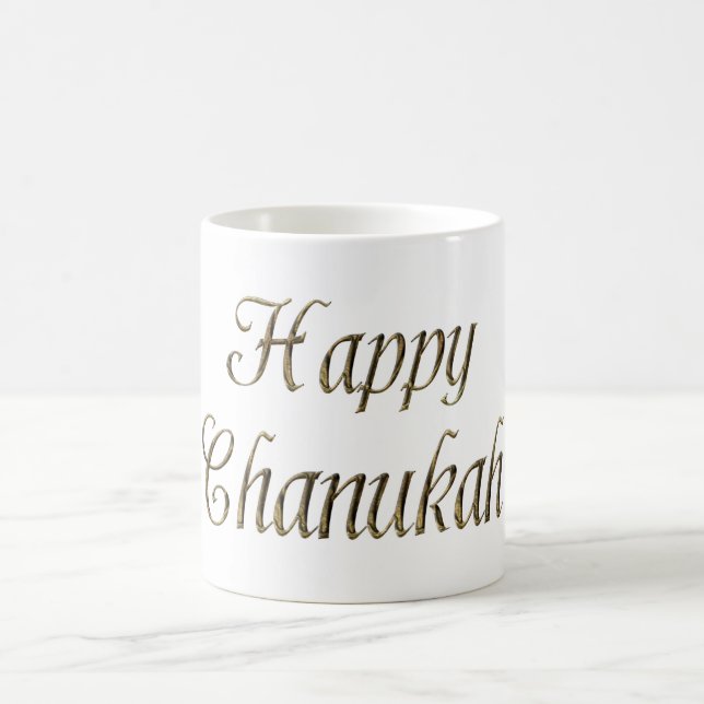 Lycklig Chanukah Hanukkah Guld Typography Elegant Kaffemugg (Center)