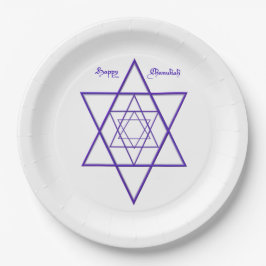Lycklig Chanukah/Hanukkah i blått och vitt