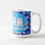 Lycklig Chanukah/Hanukkah PETS Blue Mugg<br><div class="desc">Lycklig Chanukah/Hanukkah PETS, blå Mugg för Chanukah/Hanukkah-gåva ge. Ta bort "Lycklig Hanukkah, Alec!" och ersätt med ord. Anpassa genom att använda ditt favoritteckensnitt stil, storlekt, färg och text för att anpassa mugg! För ytterligare roligt, lägg till några drömmar och guld chokladgelt till mugg, backa med cellofane och koppla bort det...</div>