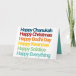 Lycklig Chanukah Jul Helgdag Allt Kort<br><div class="desc">Säg glad helg och gör allt för alla i detta allomfattande,  moderna och minimala helgdag-kort med Chanukah,  jul,  Kwanzaa,  Solstice,  Bodhi Day och New Year. Lämna inte ut någon i år och sprida glädje och kärlek till alla dina familjer och vänner.</div>