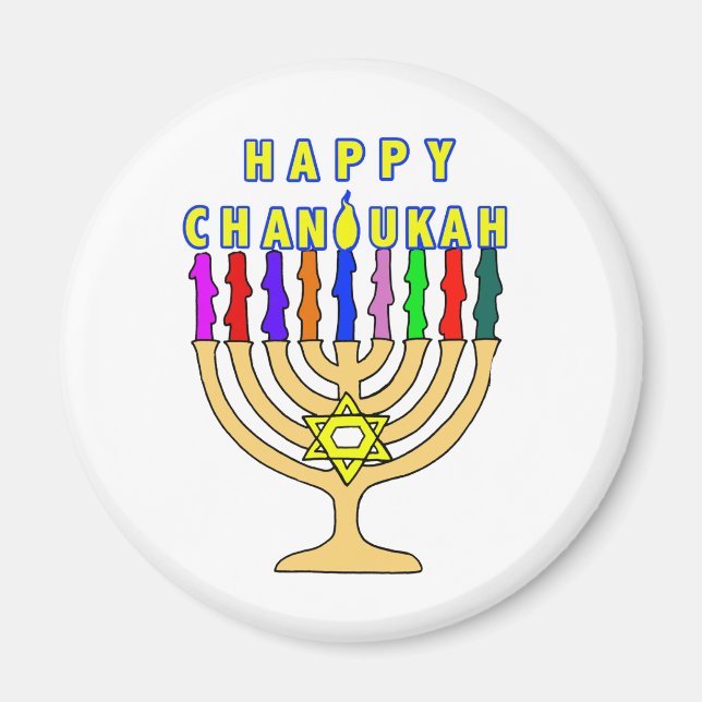 Lycklig Chanukah Ljus Magnet (Framsidan)