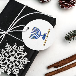 Lycklig Chanukah Menorah Gåvor Etiketter