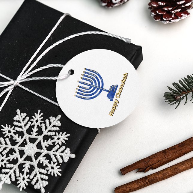 Lycklig Chanukah Menorah Gåvor Etiketter (Skapare uppladdad)