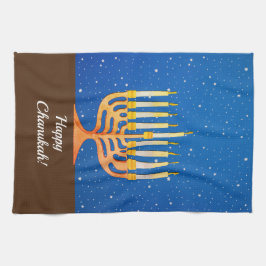 Lycklig Chanukah! Menorah Kökshandduk