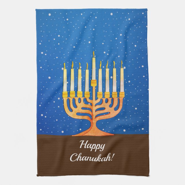 Lycklig Chanukah! Menorah Kökshandduk (Vertikal)