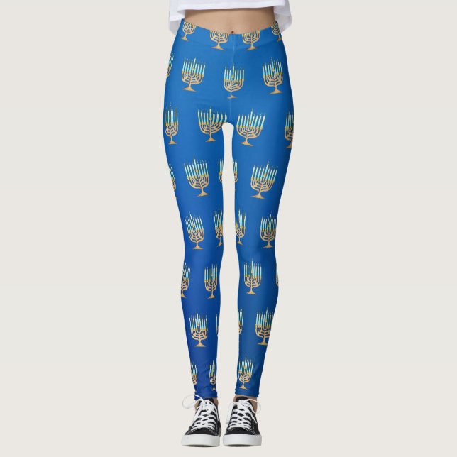 Lycklig Chanukah! Menorah Leggings (Framsida)
