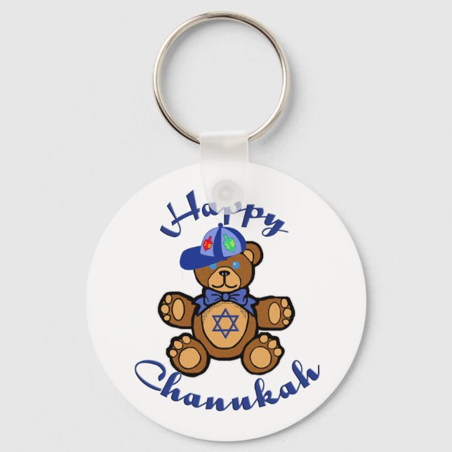 Lycklig Chanukah Nalle Nyckelring (Framsida)