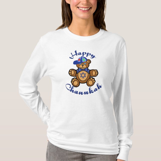 Lycklig Chanukah nalle T Shirt (Framsida)
