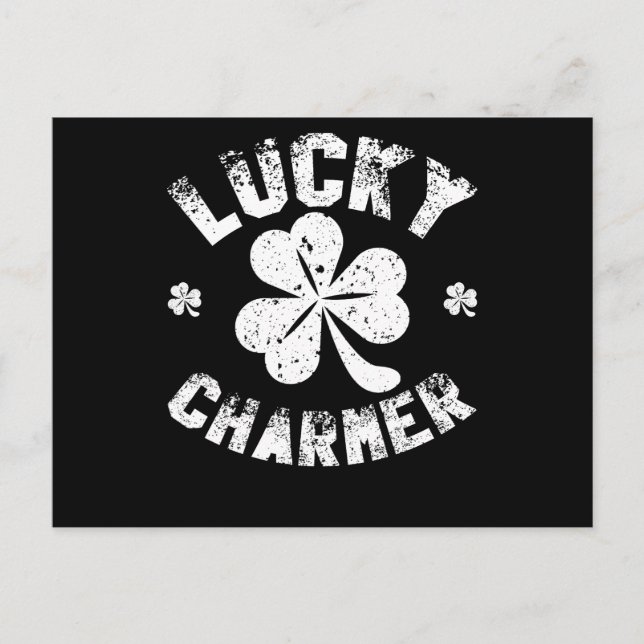 Lycklig Charmer Shamrock Rolig St. Patricks Dag Vykort (Framsida)