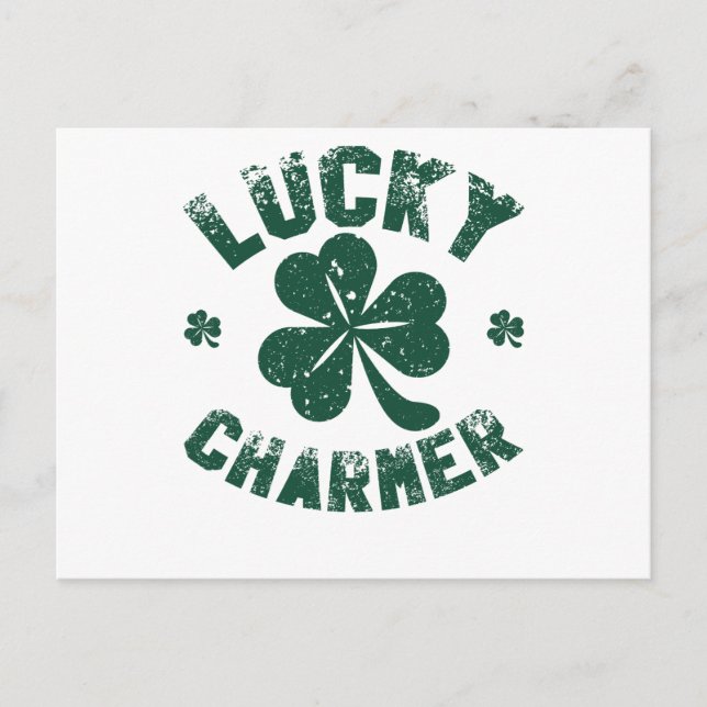 Lycklig Charmer Shamrock Roligt St. Patrick's Day Vykort (Framsida)