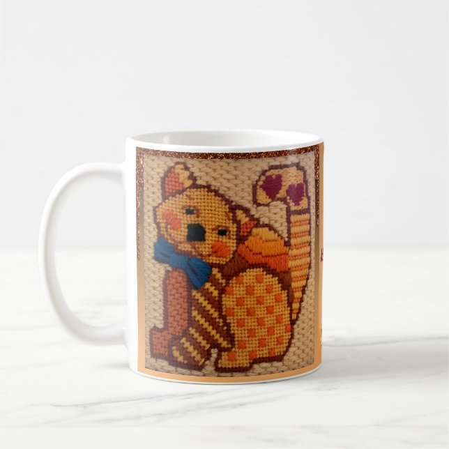 Lycklig Charming Texturerad katt Kaffemugg (Vänster)