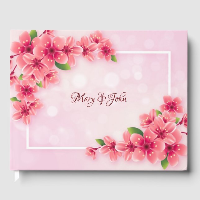 Lycklig charry rosa bröllop gästböcker (Framsida)