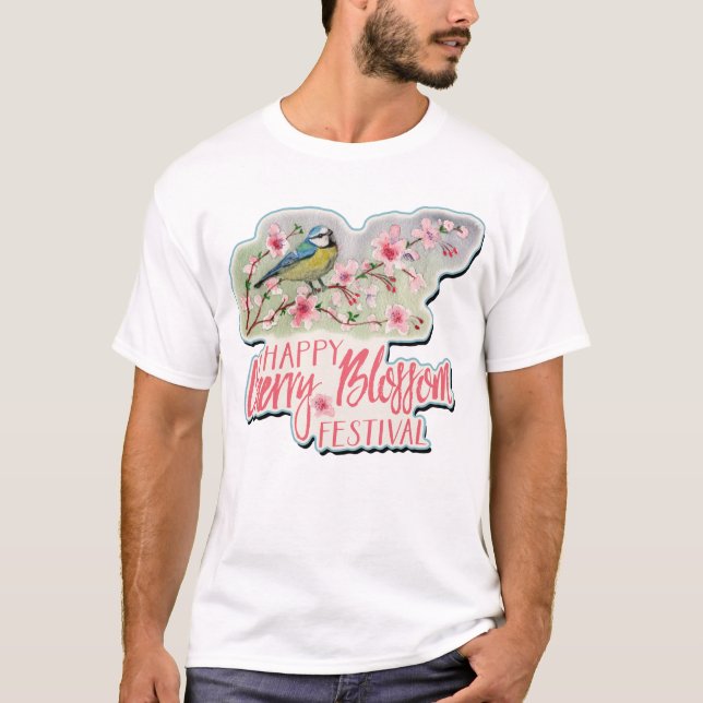 Lycklig Cherry Blommar Festival 3 T-Shirt (Framsida)