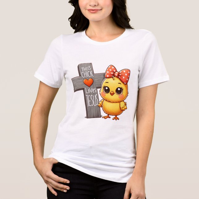 Lycklig Chick med Kor Art T Shirt (Framsida)