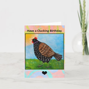 Lycklig Chicken Sol Bathing Cute Farm Art Birthday Kort