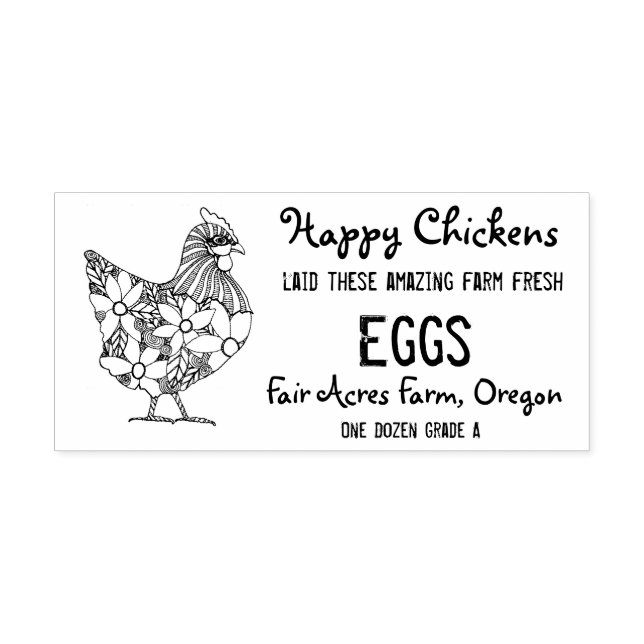 Lycklig Chickens Egg Carton Frimärke Stämpel (Tryck)