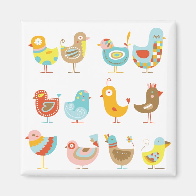 Lycklig Chickens Magnet (Framsidan)