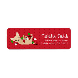 Lycklig Chihuahua jul Ljus Red Returadress Etikett
