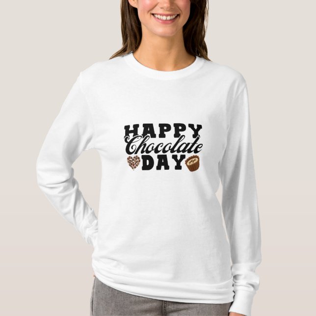 Lycklig Chocolate Day, Chocolate Älskare Glatt T Shirt (Framsida)