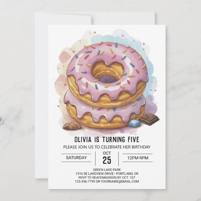 Lycklig Chocolate Donuts Birthday Inbjudningar (Framsida)