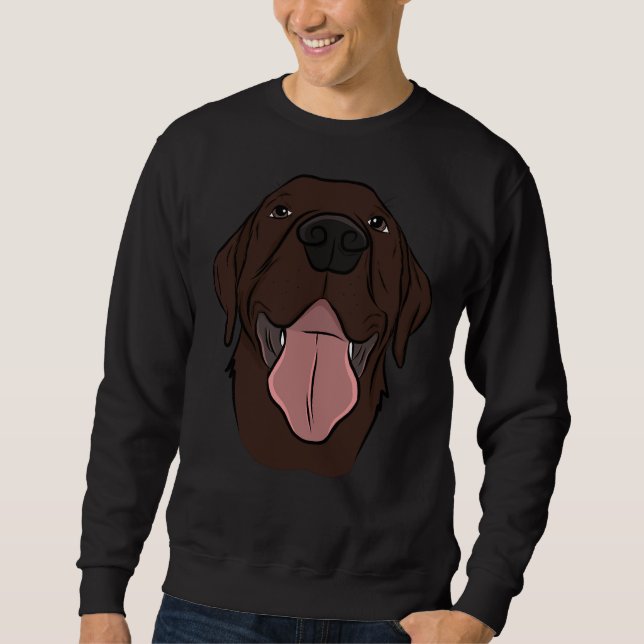Lycklig Chocolate Lab Lång Ärmad Tröja (Framsida)