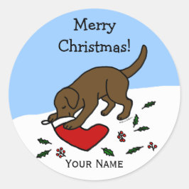 Lycklig Chocolate Lab Tecknad Stickers Runt Klistermärke