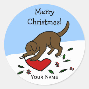 Lycklig Chocolate Lab Tecknad Stickers Runt Klistermärke