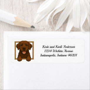Lycklig Chocolate Labrador Retriever Returadress Etikett