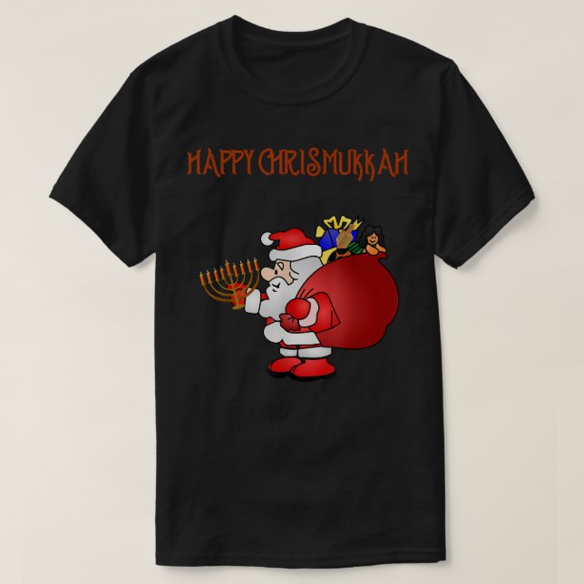 Lycklig Chrismukah Blended Family Helgdag T-Shirt (Design framsida)