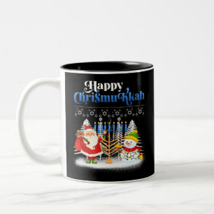 Lycklig Chrismukah Funny Hanukkah-judenjuden under Två-Tonad Mugg
