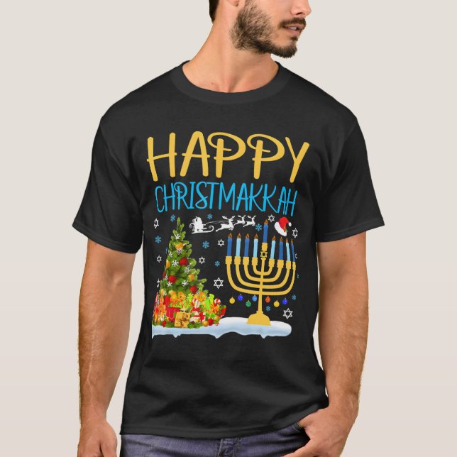 Lycklig Chrismukah Funny Hanukkah-jul T Shirt (Framsida)